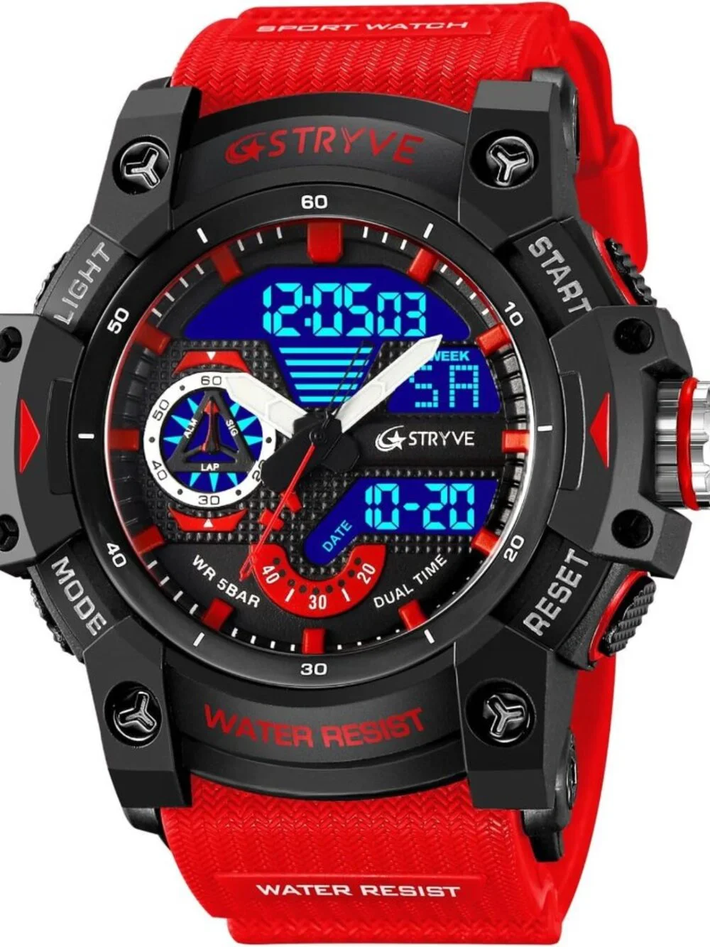 Men's Large Face Waterproof Sports Watch - Rugged Military Style, Backlight
